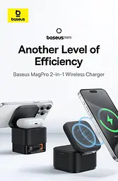 Бездротовий зарядний пристрій Baseus MagPro 2-in-1 Magnetic Wireless Charger 25 W P10264100121-00 Black - мініатюра 4
