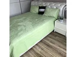 Велюрові покривало салатового кольору з210х230 з двома наволочками 50х70, мішок ALBO pbe0052901 - мініатюра 2