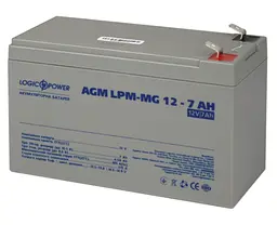 Батарея для ДБЖ 12В 7Ач LogicPower, AGM LPM-MG12-7.0AH, мультигелівий, ШхДхВ 150x64x94 (6552)