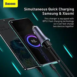 Авто зарядное BASEUS Golden Contactor Pro Dual Quick Charger 2USB 40W + Type-C кабель TZCCJD-A0G - мініатюра 4