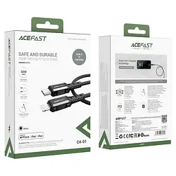 Кабель ACEFAST C4-01 Type-C to iP 3A, 30W, 1.8m, nylon, zinc connectors, чорний - мініатюра 3