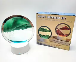 Настільна LED лампа нічник RGB пісочний годинник Картина рухомий пісок USB світильник UKC 3D Sandscape зелений - мініатюра 12