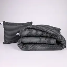 Ковдра антиалергенна MirSon зима №165 Сolor Fun Line Stripe Black з евкаліптовим волокном 110х140 см (2200010857344) - мініатюра 2