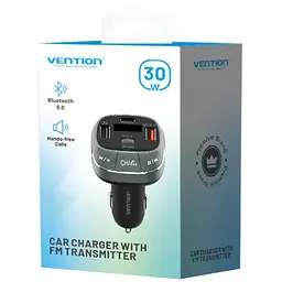 Автомобільний FM-трансміттер Vention PD 54W 3-Port USB (C+A+A) LED/USB Flash/Bluetooth, вольтметр - мініатюра 4