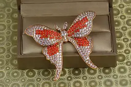 Брошка Xuping Jewelry метелик Махаон з помаранчевими каменями золотиста