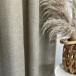 Легкі лляні штори бежевого кольору 2шт. 150х270 з білим шифоновим тюлем 400х270, на тасьмі ALBO pbe0052735 - мініатюра 6