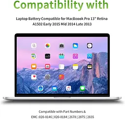 Акумулятор A1493 6300 мА·год для MacBook Pro 13" A1502 (2013–2015) з інструментами - мініатюра 6