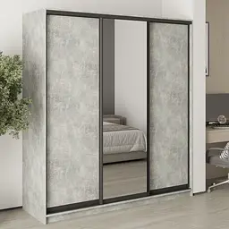 Шафа-купе тридверна MebelStar Комбо BG 2ДСП/Дзеркало 190x45x210 см Бетон (MBS-9129)