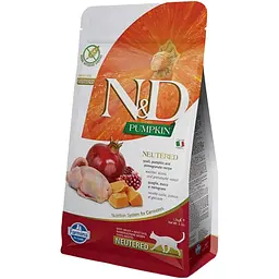 Беззерновий сухий корм для стерилізованих котів Farmina N&D Pumpkin Quail & Pomegranate Neutered Adult із перепілкою, гарбузом та гранатом 5 кг