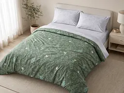 Комплект постільної білизни Ecotton полуторний 150х215 см Гілка зелений (20002АВ) (22249) - мініатюра 6