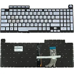 Клавіатура для ноутбука ASUS (G731GD G731GT G731GU) ukr серебристый без рамки подсветка клавиш (RGB 1)