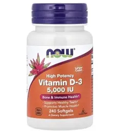 Вітамін D-3 5000 MО у м'яких капсулах №240 Now Foods Vitamin D-3