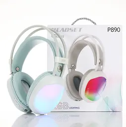 Бездротова ігрова гарнітура P890 RGB, Bluetooth навушники з мікрофоном, 40 мм драйвера, 18 годин роботи, м'ятний колір - мініатюра 2