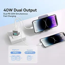 МЗП Baseus GaN5 Pro OS + Type-C to Type-C 40W (CCGP18010) White - мініатюра 6