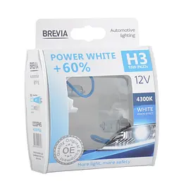 Галогенова лампа Brevia H3 12V 55W PK22s Power White +60% 4300K S2(12030PWS)