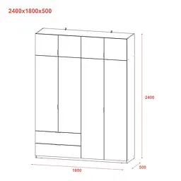 Розпашна Шафа для одягу Doros Лукас Білий 180х50х240 (80737069) - мініатюра 4