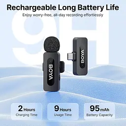 Професійний петличний бездротовий мікрофон Boya BY-V10 V2.0 Роз'єм Type-C Black (18872-prm) - мініатюра 2