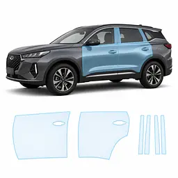 Антигравійна захисна бронеплівка за лекалами для Chery Tiggo 7 Pro Max (PHEV) I 2024- зони дверей і стійки вікон