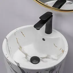 Умивальник Rea Blanka marble mat T підлоговий REA-U8704, Білий матовий - мініатюра 2