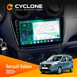 Штатна магнітола Renault Dokker, Sandero, Lodgy 2012 Cyclone C9-013 4x64 DSP 4G Cyclone (НФ-00007417)