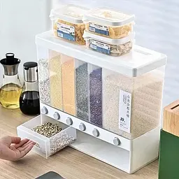 Диспенсер-органайзер для сипких продуктів із дозатором, 6 відділень для сухих сипких продуктів - мініатюра 5
