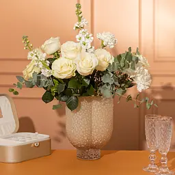 Ваза декоративна скляна Elisey 25 см, бежевий Flower Season HP-10-30 - мініатюра 7