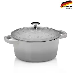 Каструля чавунна з кришкою KELA Calido, 26 см, 4,6 л (12607) сіра