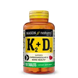 Вітаміни та мінерали Mason Natural Vitamin K2 100 mcg plus Vitamin D3 100 таблеток