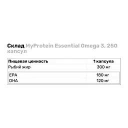 Жирні кислоти Myprotein Essential Omega 3 250 капсул - мініатюра 3
