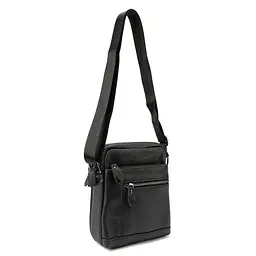 Шкіряний невеликий месенджер на два відділи Tiding Bag M56-2007A чорний - мініатюра 6