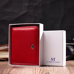 Яскраве портмоне для жінок на блискавці із натуральної шкіри ST Leather 19486 червоний - мініатюра 10