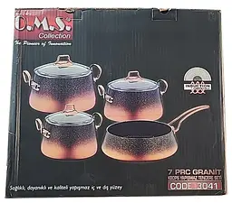 Набір кастрюль O.M.S. Collection 3041 з гранітно-мармуровим покриттям Пісочний (Туреччина) - мініатюра 8