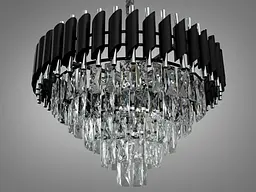 Люстра стельова кришталева Diasha 9001-600BK+CH 11 ламп, 40W, E14, чорний+хром, для вітальні, коридору, спальні - мініатюра 3