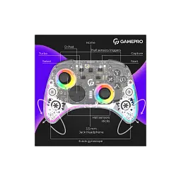 Геймпад GamePro GPX13T 2.4G/BT 5.1/USB/PC/iOS/Android RGB Transparent (GPX13T) - мініатюра 12