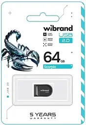 Флеш-накопичувач USB 64Gb Scorpio, Black, USB 2.0 (WI2.0/SC64M3B) Wibrand teh0029152 - мініатюра 2