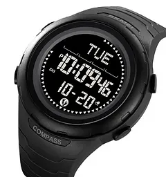 Годинник чоловічий наручний спортивний Skmei 2166 Compass з компасом і крокоміром (Чорний) - мініатюра 2