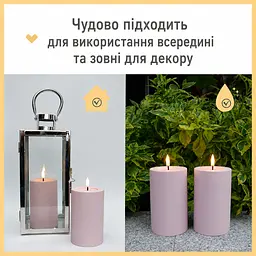 Декоративні безполумяні LED свічки LUCOZA водостійкі IP44 з пультом і таймером набір з 2 шт рожеві (SKU-075) - мініатюра 4