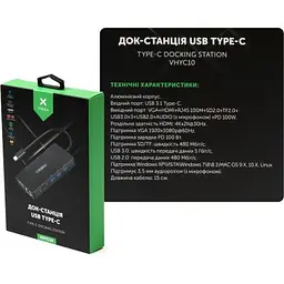 Концентратор Vinga USB-C 3.1 to VGA+HDMI+RJ45+3xUSB3.0+USB2.0+SD/TF+PD100W+Audio (VHYC10) - мініатюра 8