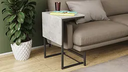 Стіл журнальний приставний Террі Комбо Ferrum-decor 345x662x440 Чорний метал ДСП Бетон 16 мм (FRD-105142) - мініатюра 3