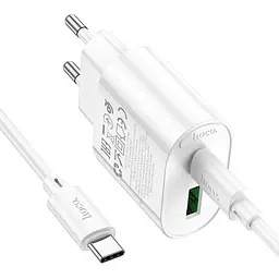 МЗП Hoco C109A Fighter PD20W+QC3.0 (1USB-A/1C) + кабель Type-C to Type-C White - мініатюра 4
