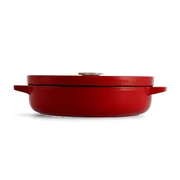 Сотейник чавунний з кришкою KitchenAid, 26 см, 2,77 л, червона