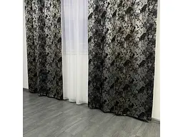 Жакардові мармурові штори сіро-кавового кольору 2шт. 150х270 з білим шифоновим тюлем 400х270, на та ALBO pbe0052756 - мініатюра 7