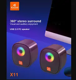Компьютерные колонки Kisonli X11 RGB, 6Вт, для ПК и ноутбука - мініатюра 2