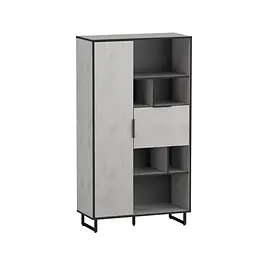 Стелаж комбінований з полицями Moreli Forte F-0006 у стилі Loft 900х1634х400 мм Бетон Тефра