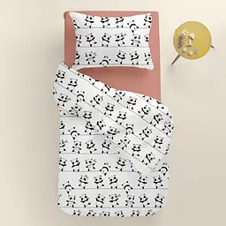 Дитяча постільна білизна в ліжечко FUNNY PANDAS, рожевий (PandasRoseCord_101Brick_140) - мініатюра 2