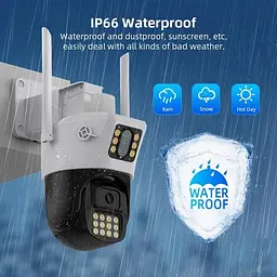Бездротова WiFi вай фай камера вулична поворотна 2 камери 3mp+3mp IP66 повнокольорове нічне бачення UKC PTZ P12 ICSEE - мініатюра 2