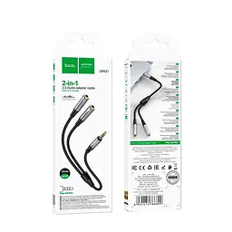 Кабель HOCO 2-in-1 3.5 headset audio adapter Cable UPA21 (male to 2female) 0.25M - мініатюра 2