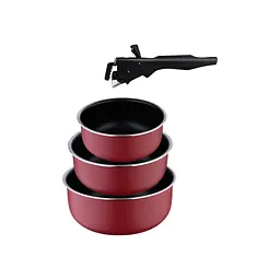 Ківш Bergner Click & cook, набір зі знімною ручкою 16/18/20 см, 4 предмети (BG-31608-RD)