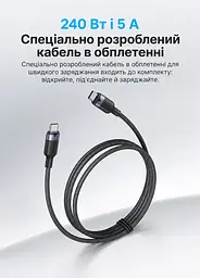 Мережевий GaN зарядний пристрій Vention Dash Pro загальною потужністю до 140 Вт 3 USB-C + 1 USB-A з TFT-дисплеєм сірий (TZ-FCOH0-EU) - мініатюра 4