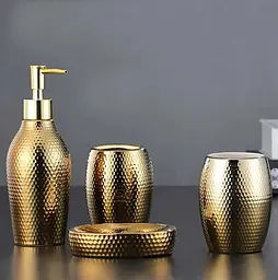 Набір аксесуарів для ванної кімнати Rea gold HOM-01108, Золотий - мініатюра 5